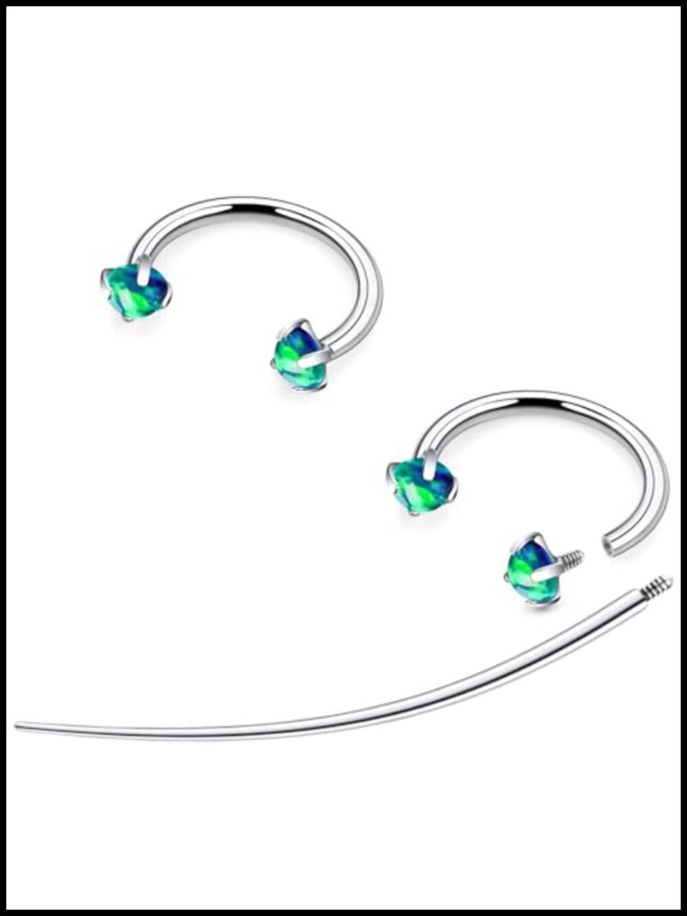 Titanium 16g Opal Horseshoe Septum Ring Lip Piercing Jewelry Cartilage Helix